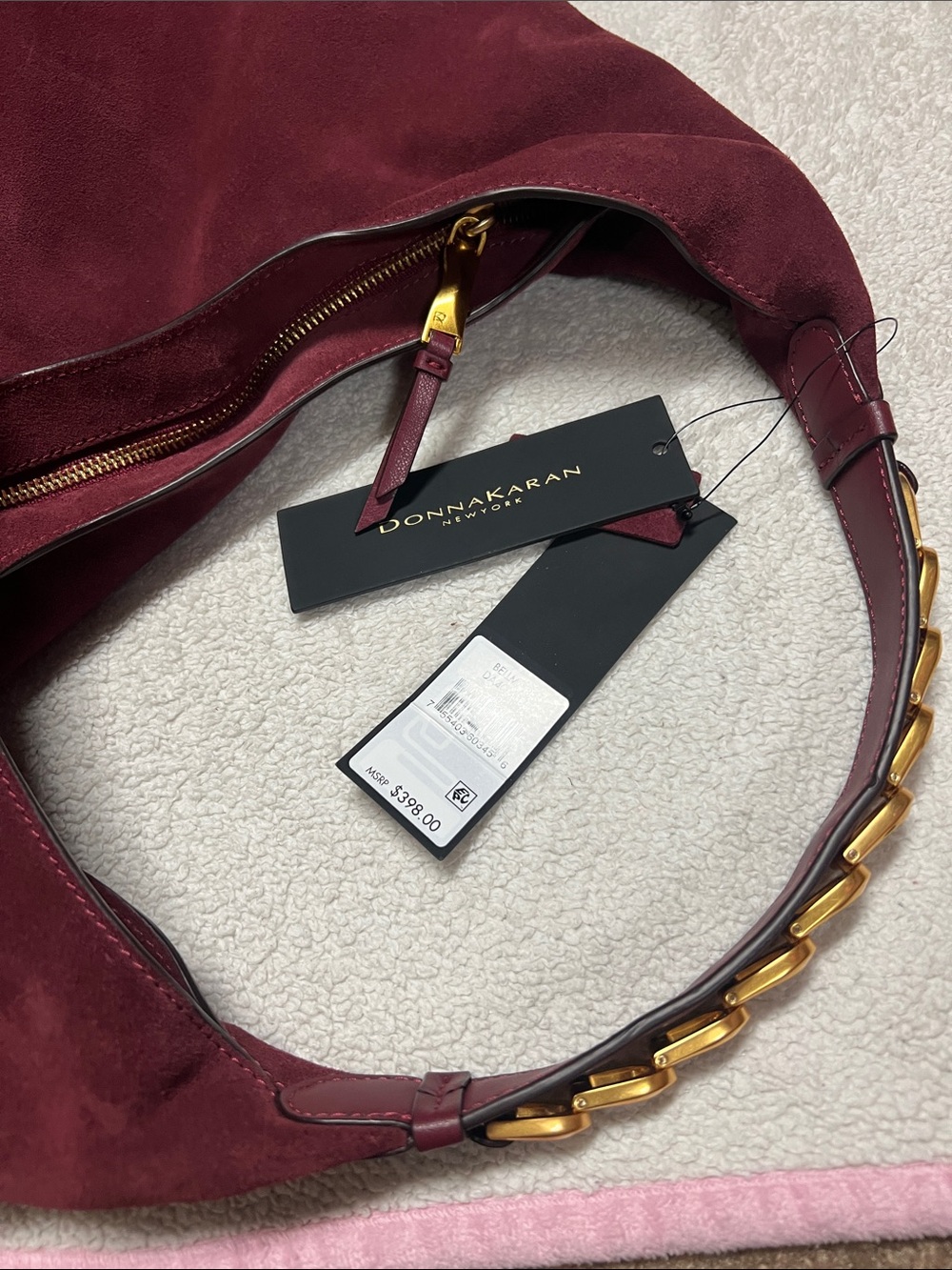 Donna Karen New York Bellmore Extra Large Suede Hobo With Bezel Strap - Picture 13 of 14